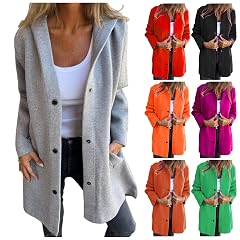 ZWRXW Womens Jackets Single Breasted Trench Coat for Women Long Sleeve Hooded Jacket Trendy Pea Coat Lapel Overcoat