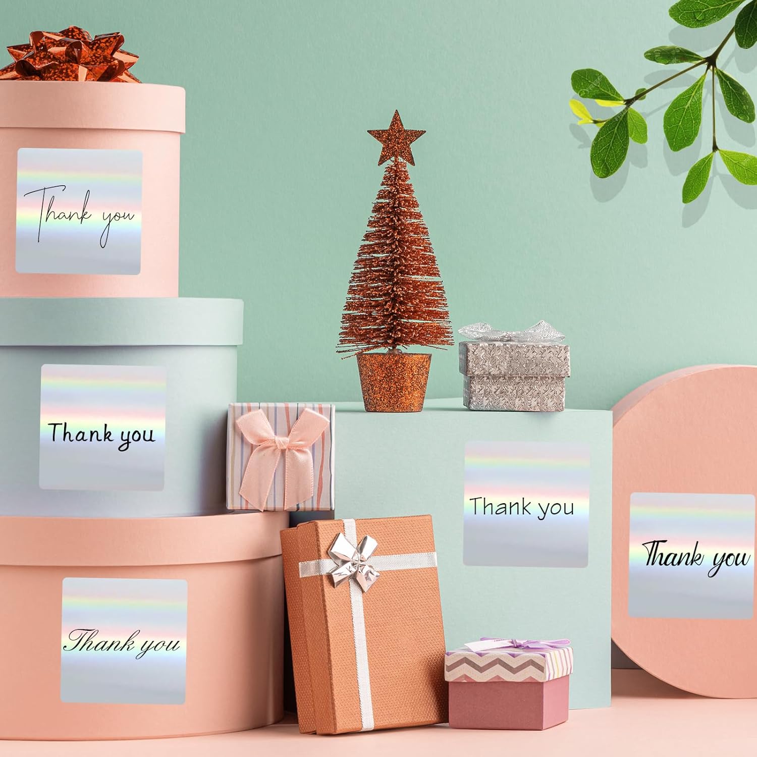 Square Thermal Labels Stickers 3" x 3", Holographic Square Thermal Stickers Labels, Glitter Self-Adhesive Direct Thermals Label for Small Business- Holographic Silver - Image 6