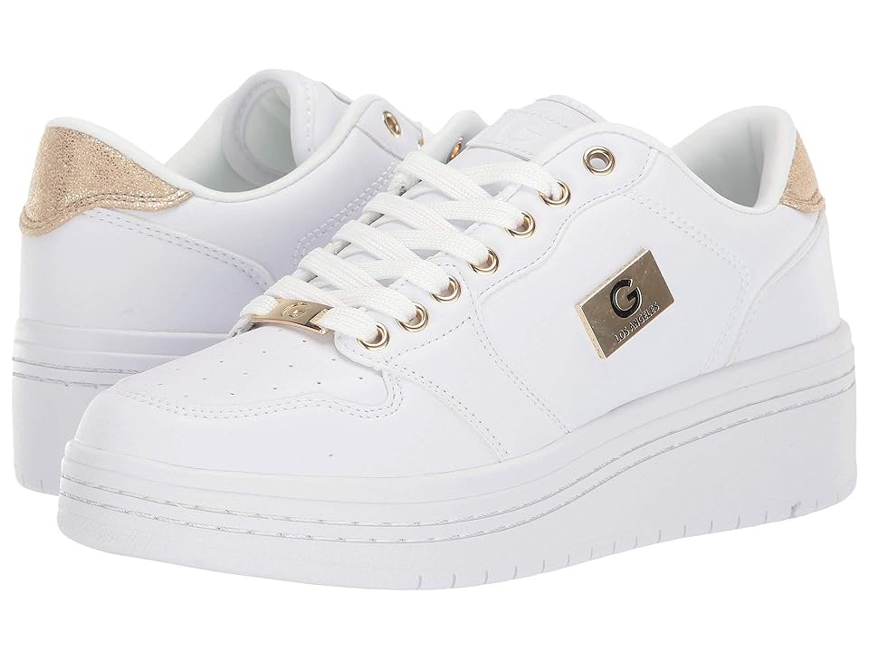 white and gold guess shoes