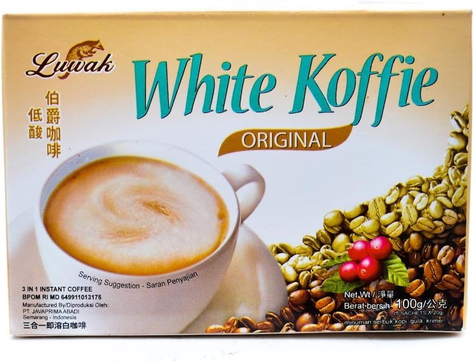Kopi Luwak White Koffie Premium 5-ct, 100 Gram/3.5 Oz (Pack of 2)