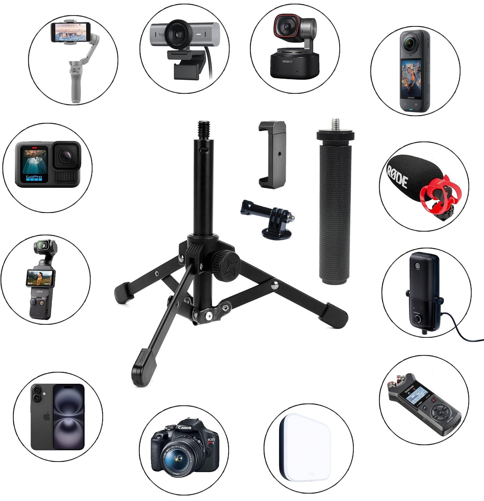 Amazon.com : Portable Tripod-Stand Holder and Selfie-Stick Handle