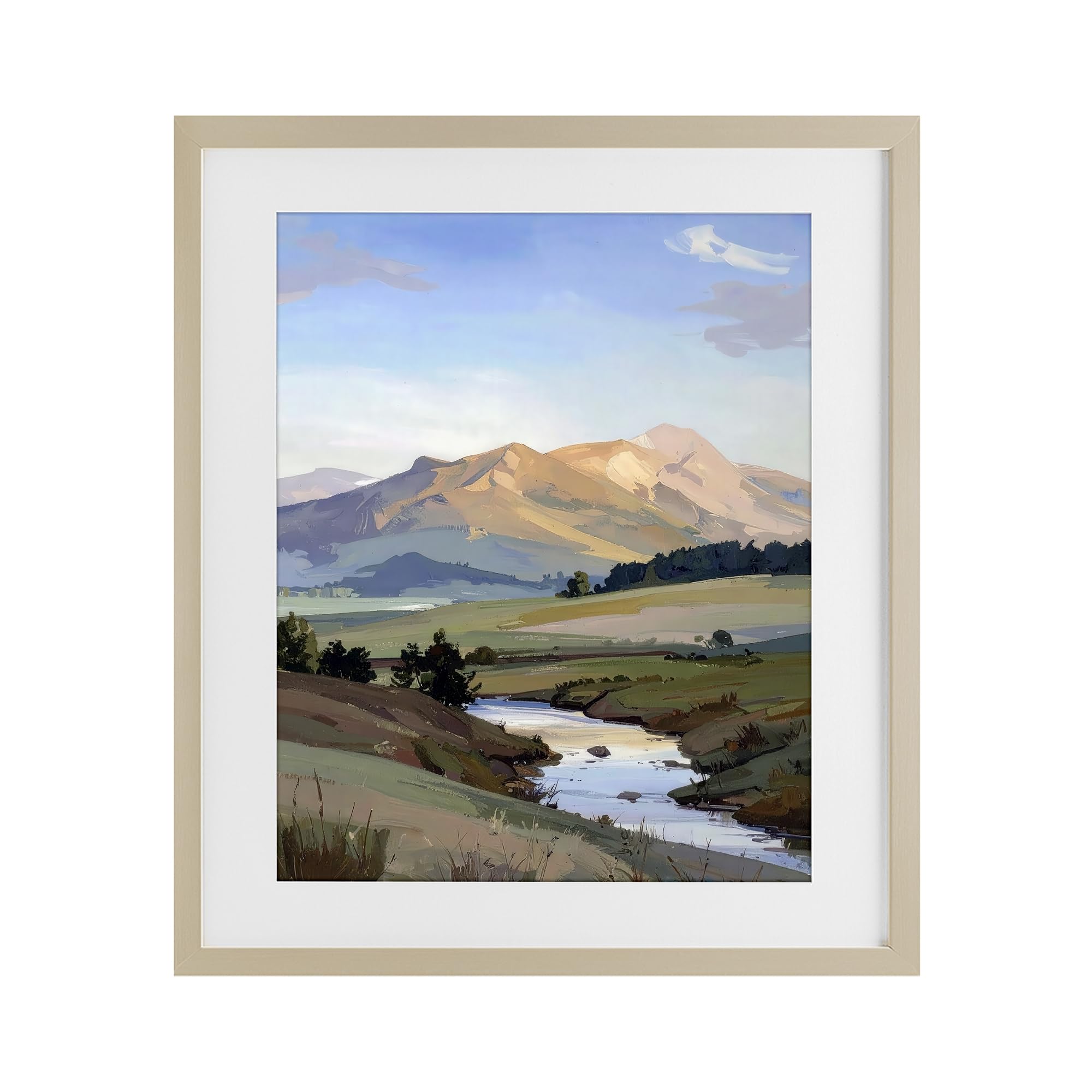 Stupell Industries Harvest Pine (Textured) 'Across The Valley River'| Framed Print Under Glass