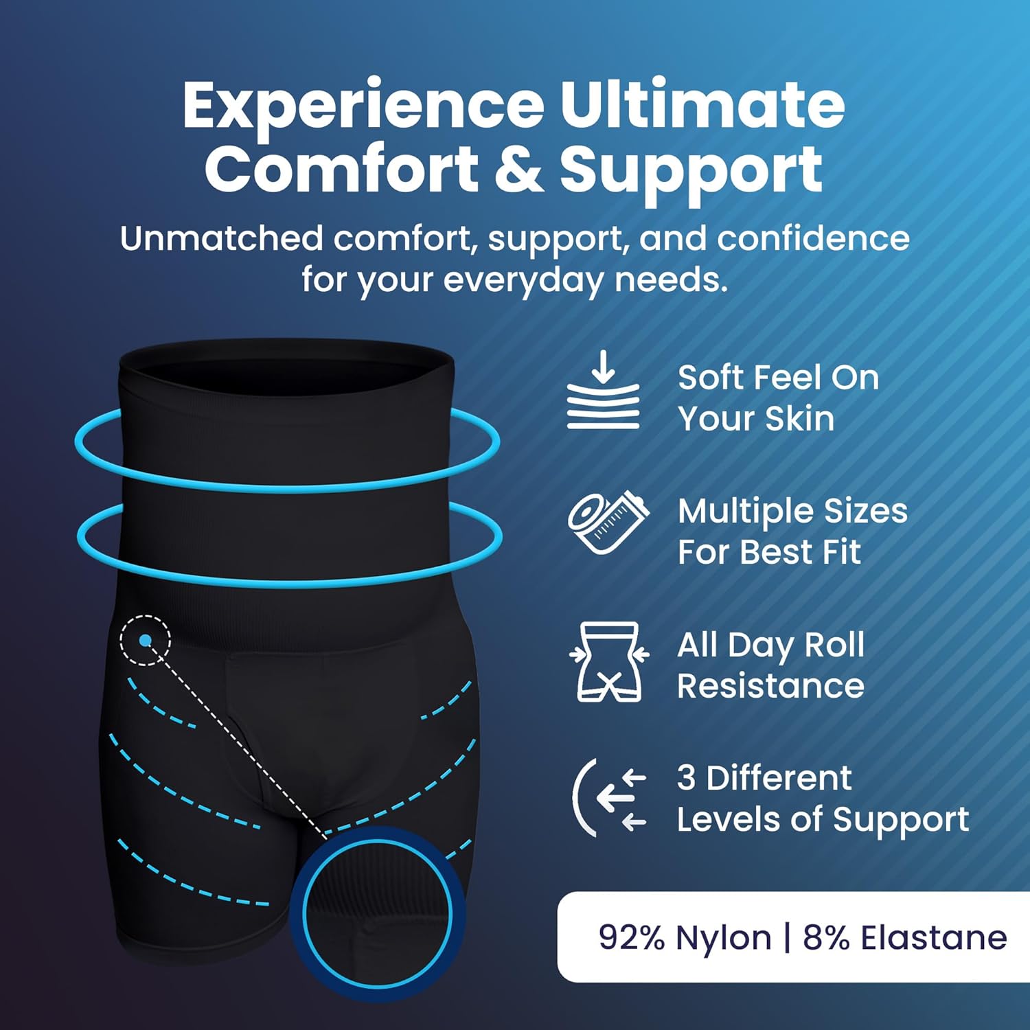 QORE LOGIQ Tummy Control Shapewear Compression Shorts, Waist Compression, Mens Shapewear Tummy Control, Girdles for Belly Fat - Image 4