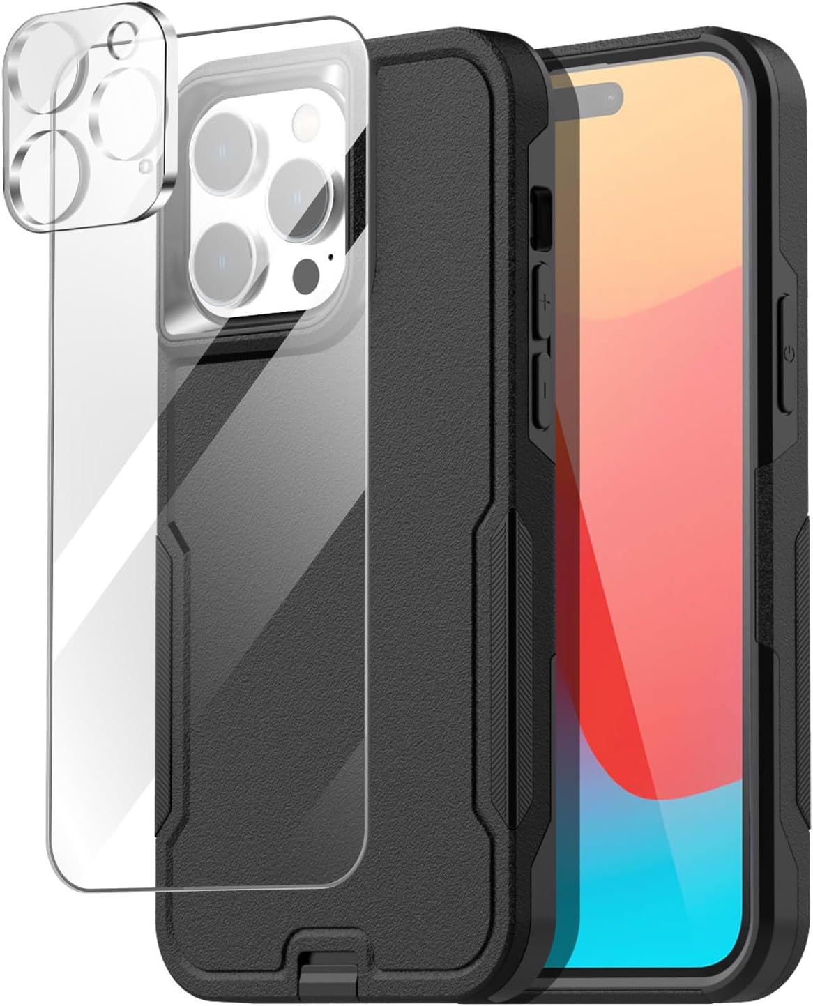 AICase for iPhone 15 Pro Max Case with Glass Screen Protector+Camera Lens,Heavy Duty Drop Protection Full Body Rugged Shockproof Military Protective Tough Durable Cover for iPhone 15 Pro Max 6.7"_1