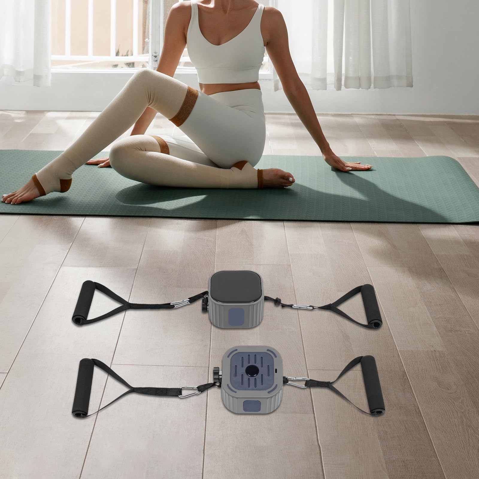 Widerstandsbänder mit Pump Fitnessbänder Set, 3-18KG Einstellbares Resistance Bands Set mit 2 Haupt-Motoren, Workout Bänder& Pump Set für Muskelaufbau, Pilates