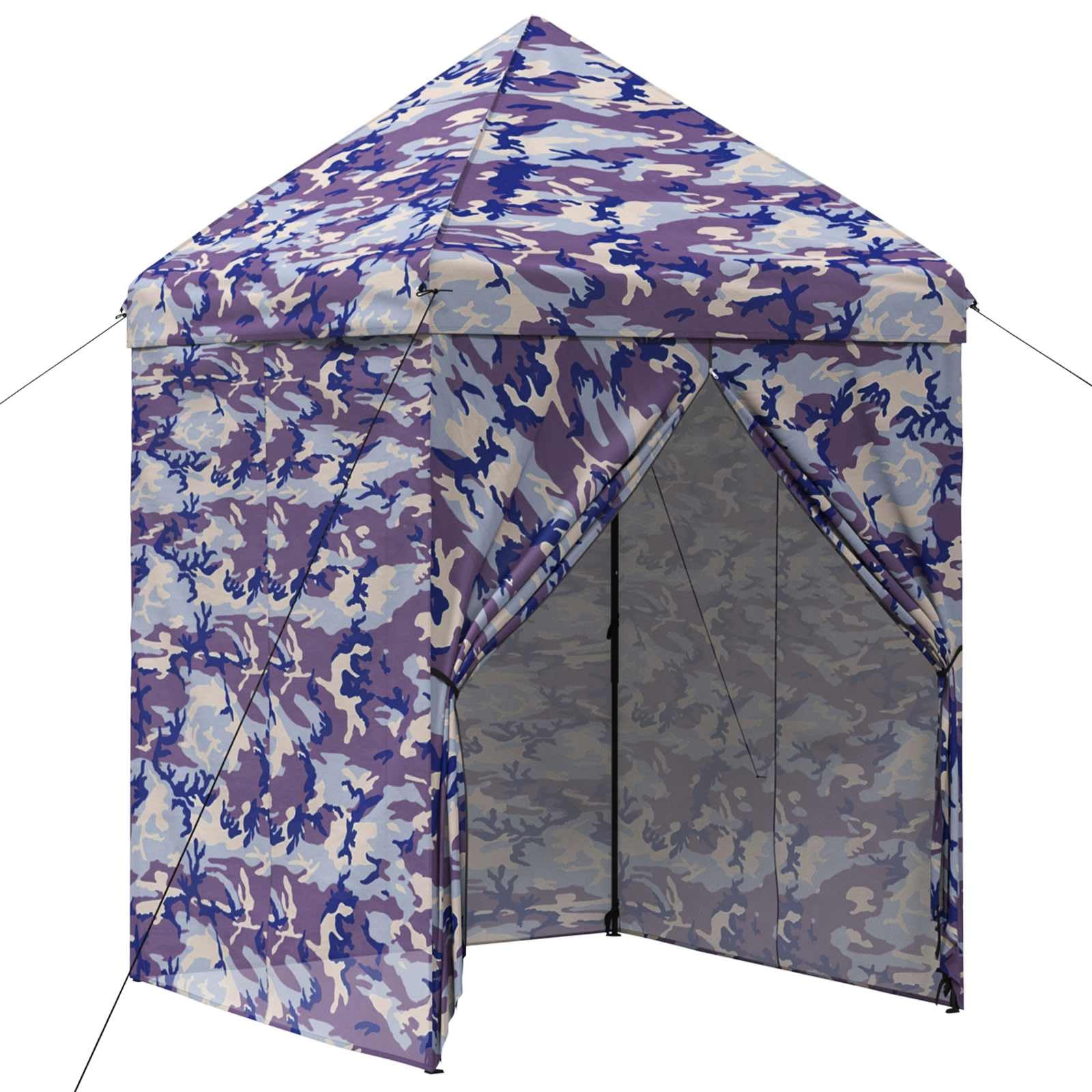 Pop-up Altana z 4 ścianami bocznymi 2,9 x 2,9 m Niebieski Kamuflaż