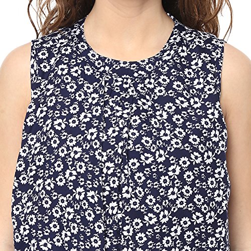 Image of mayra Women's Crepe Blue Color Sleeveless Top