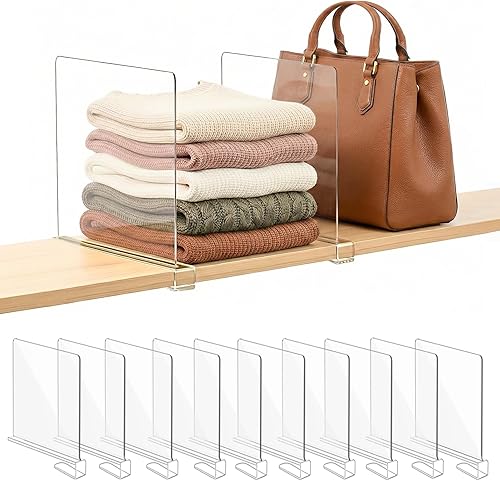 Vista 19 de Divisores de Estante Organizador de Carteras para Clóset: Paquete de 16 Organizadores de Almacenamiento de Bolsas Acrílicas para Carteras, Clutches