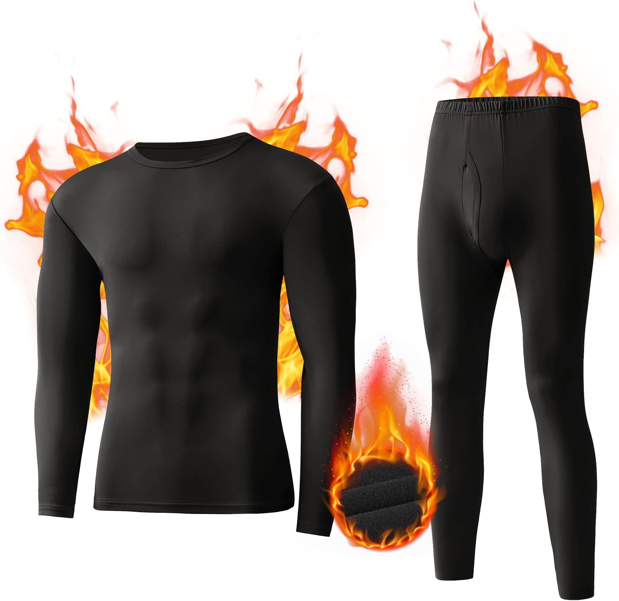 Thermal Underwear for Men Heavy Weight Long Johns Base Layer Set with Fleece Lined