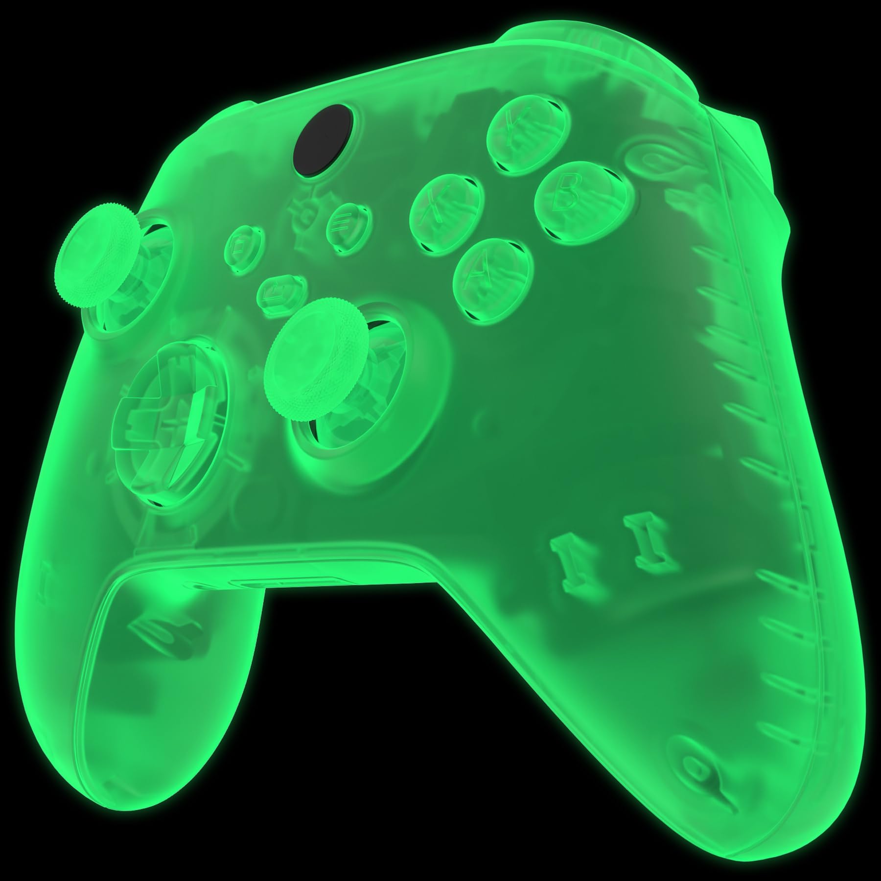 eXtremeRate Case & Buttons für Xbox Core Controller, DIY-Ersatz Front Hülle/Backplate/Tasten/Joysticks Set, Custom Full Gehäuse Skin Cover Zubehör für Xbox Series X/S Controller-Glow in Dark Grün
