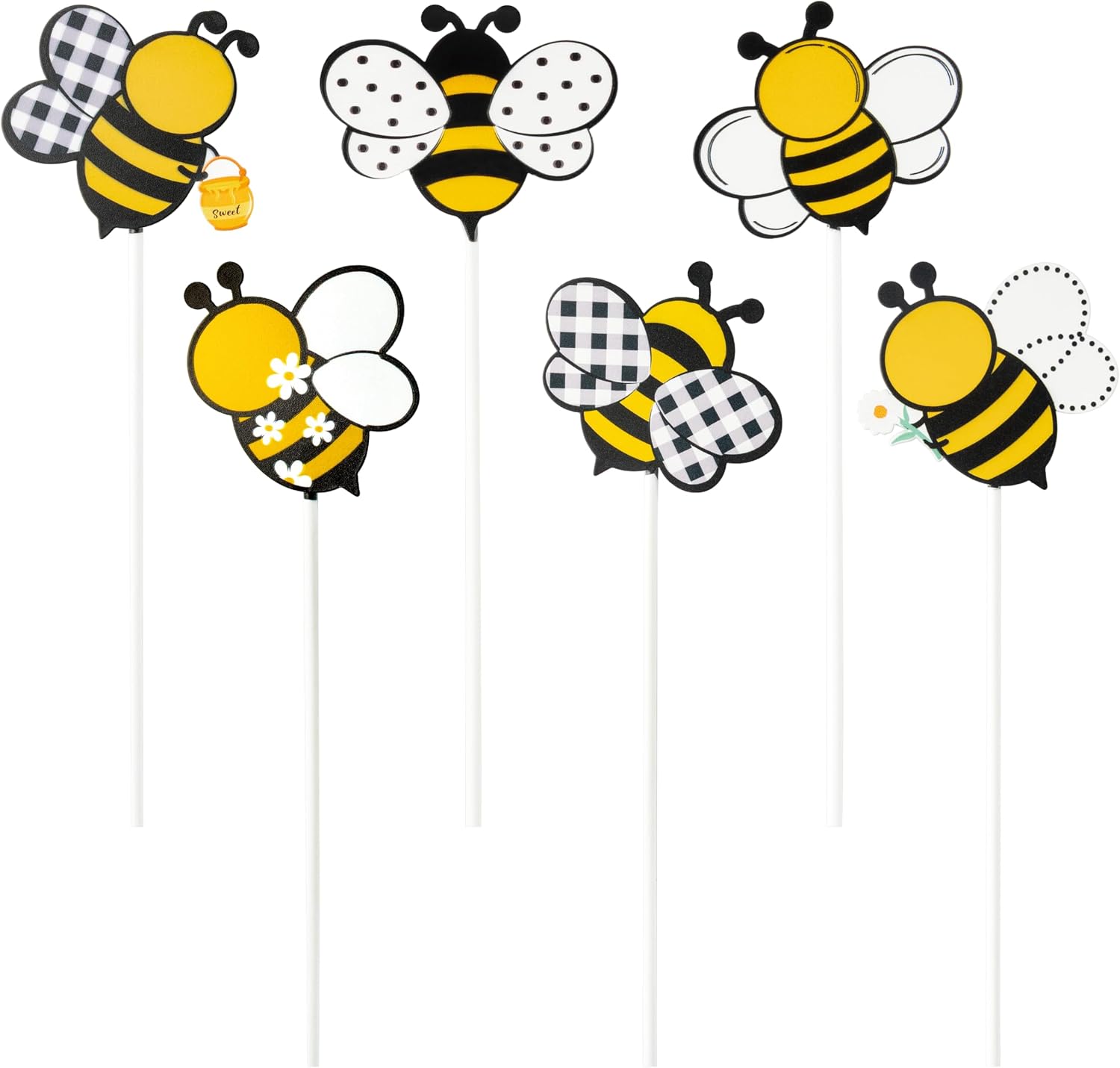 EYxsaxenk Metal Bee Planter Stakes Bumble Bee Yard Sign Garden Decoration