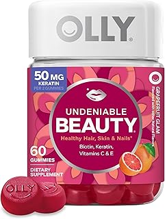 OLLY Undeniable Beauty Gummy, For Hair, Skin, Nails, Biotin, Vitamin C, Keratin, Chewable Supplement, Grapefruit, 30 Day Supply - 60 Count