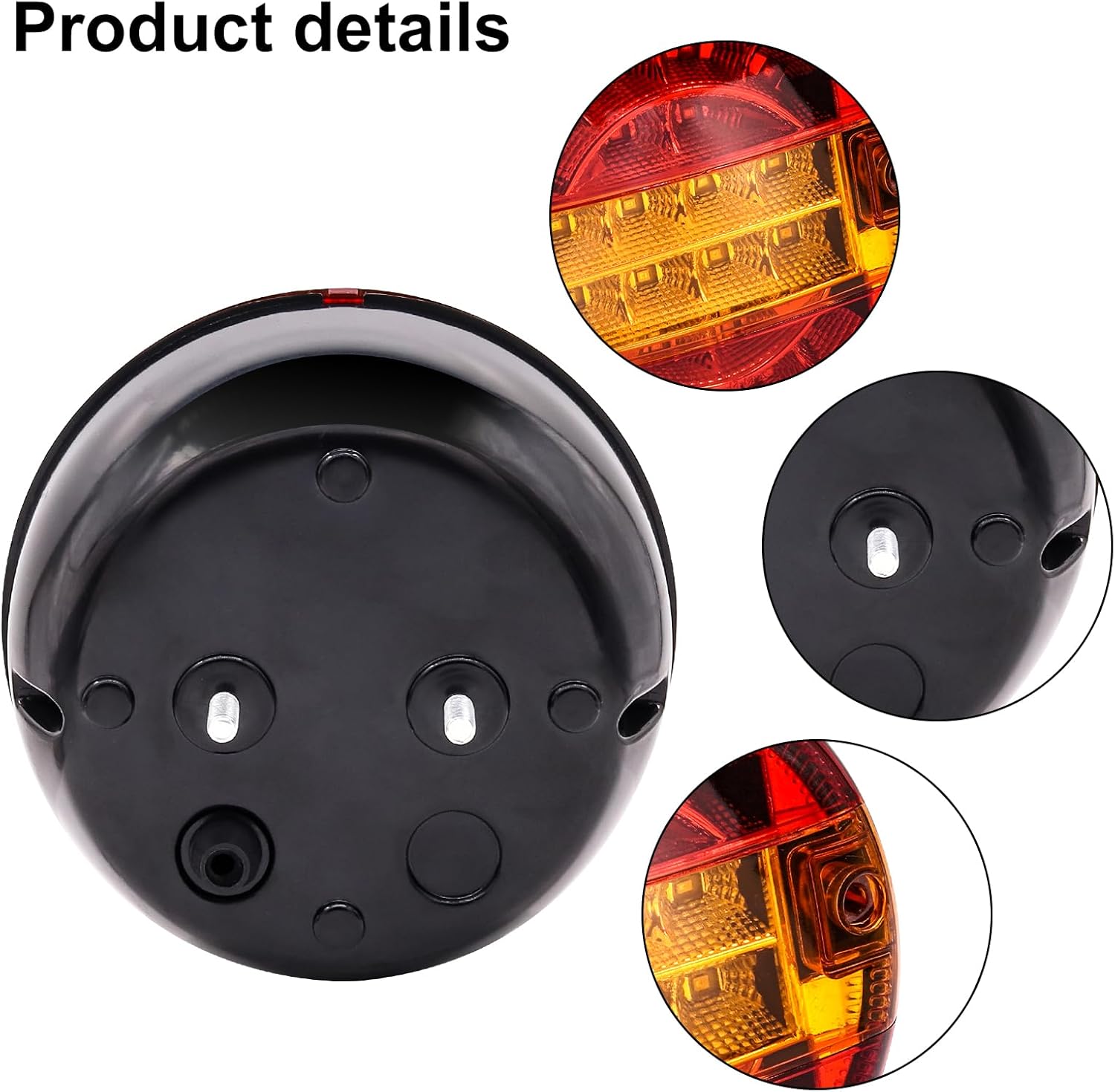 Round 2Pcs LED Tail Light Red and Yellow Hamburger Round Stop Turn Brake Trailer Tail Lights Round Park Turn Signal Marker Lights Suitable for Station Trucks Trailers (Red&Yellow) (Red&Yellow)