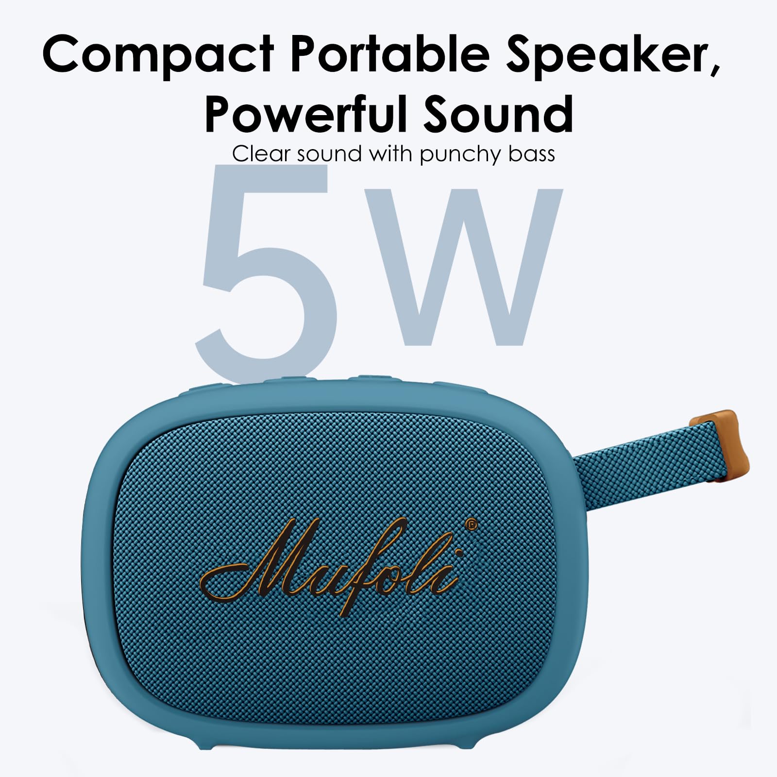 Mufoli Altavoz Bluetooth magnético, mini altavoz portátil, hasta 16 horas de reproducción, IP67 impermeable y resistente al polvo, sonido potente, para interiores y exteriores, senderismo (MF16-BL)