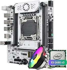 QUASAR Kit Upgrade, Placa Mãe X99 D4 M.2 Nvme Ddr4 Branca + Processador Xeon E5-2680v3 (Placa + Xeon + Cooler)