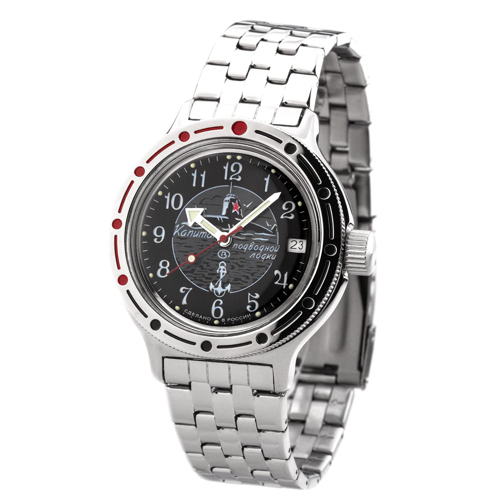 VOSTOK WOSTOK Komandirskie automatico 2416/921307 orologio meccanico russo dalla Russia, cinghia