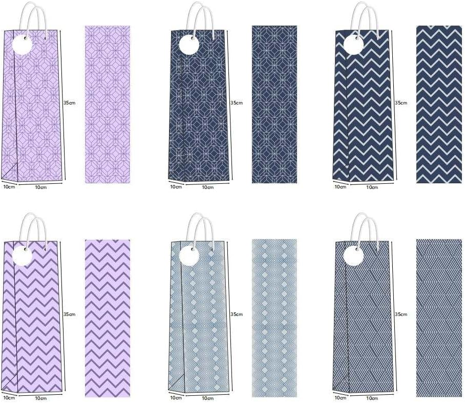 Miniatura 2 de Prime Product Essentials Juego de 12 bolsas de regalo de vino (4 pulgadas x  4 pulgadas x  14 pulgadas), construcción duradera, diseños elegantes