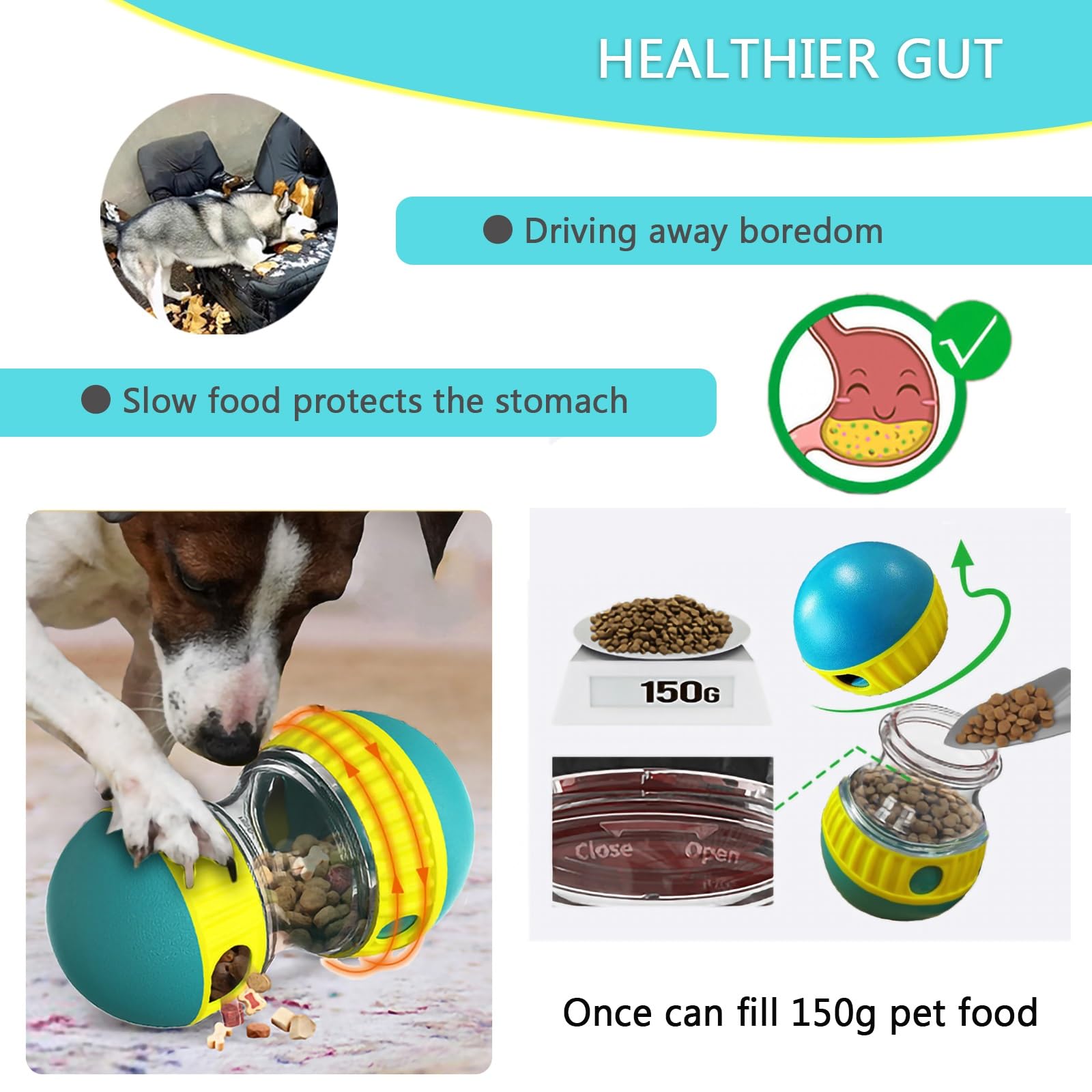 JWTEEE Interactive dog toys, Enrichment puzzle feeders for dogs Treat dispensing ball - Image 3