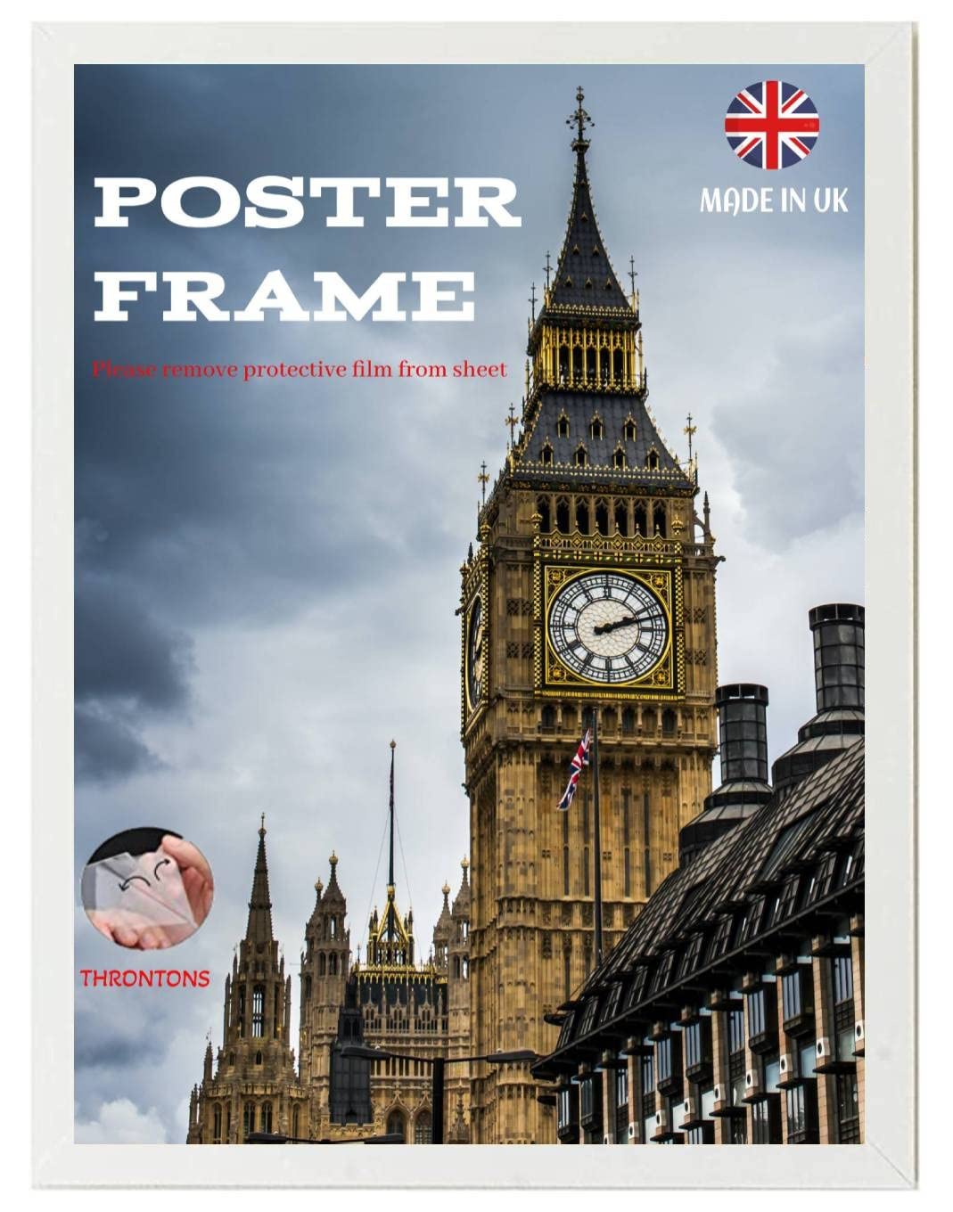 White Throntons Wall Mounted Photo Frame 51 X 71 Cm Poster Print With Mdf Backboard Vertically Or Horizontally Display Clear Styrene Sheet Decor Certificate Frame