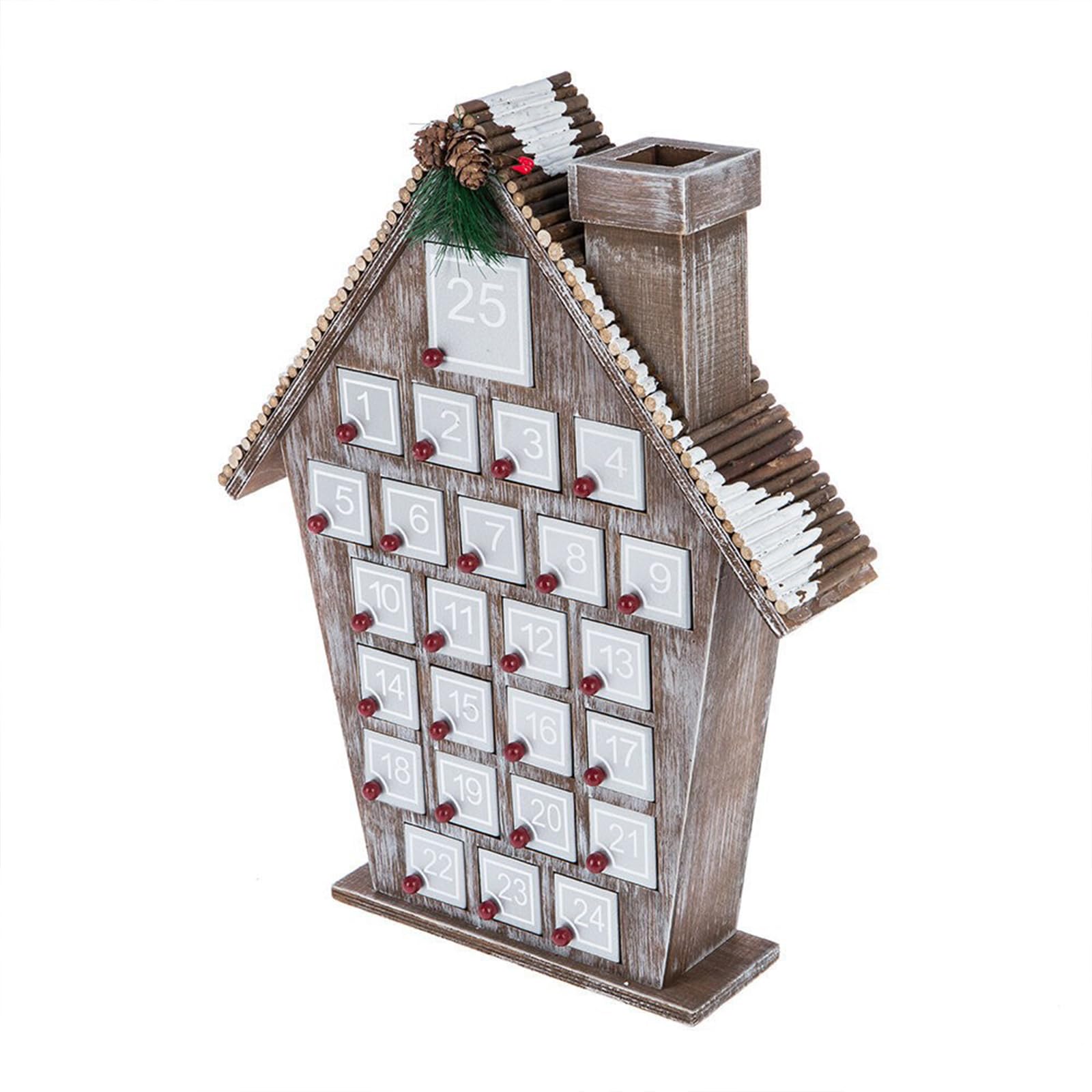 Calendario Dell'Avvento di Natale in Legno, Calendario Dell'Avvento a Forma di Casa con 24 Cassetti e Numeri da Riempire 2024, Calendario Dell'Avvento Riutilizzabile Fai-da-te