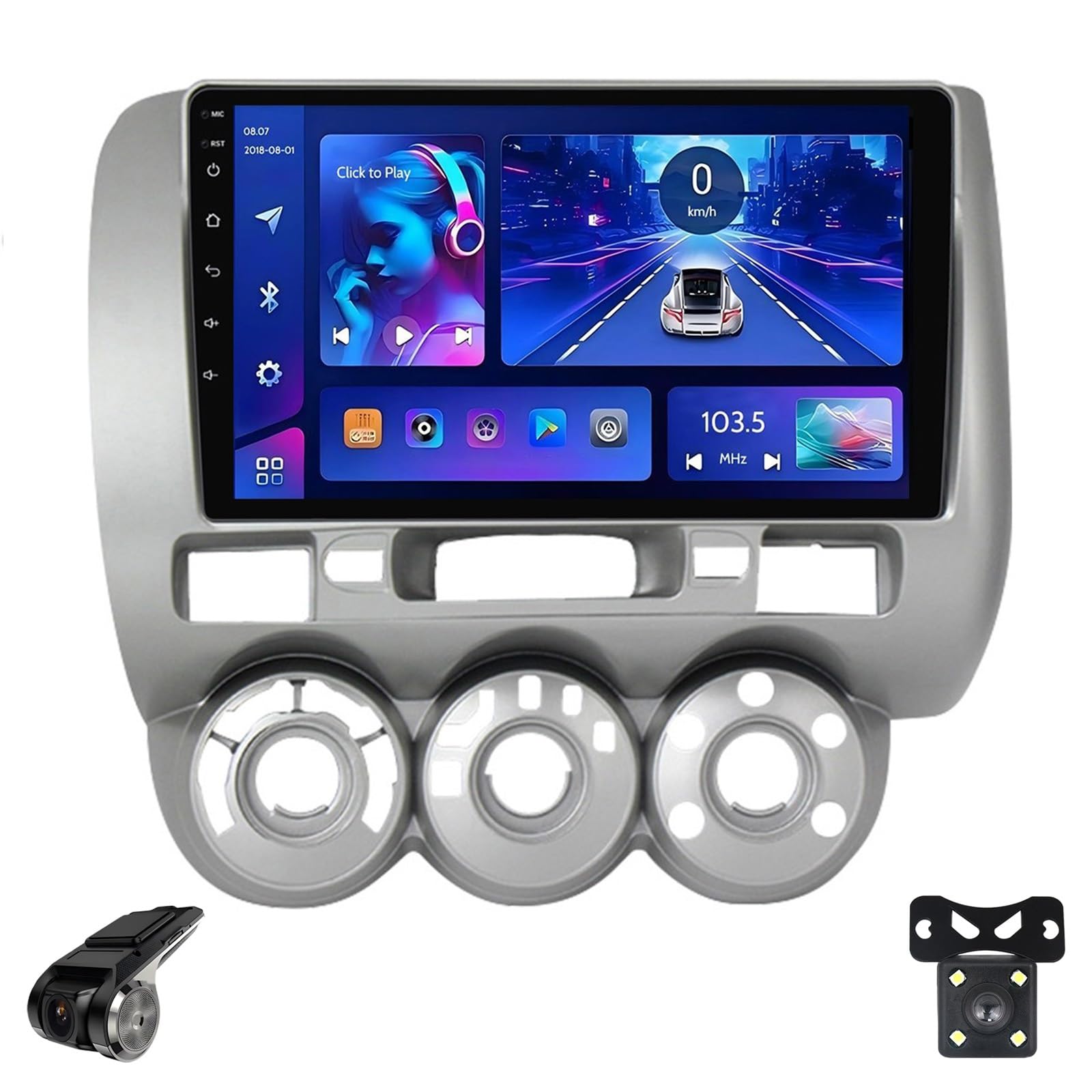 Autoradio Android per Honda Fit Jazz GD 2001-2009 Schermo Touchscreen QLED Android Auto CarPlay Musica Wireless/Bluetooth/FM/AM/RDS/DSP/WiFi/GPS/ADAS DVR/Ventola Di Raffreddamento