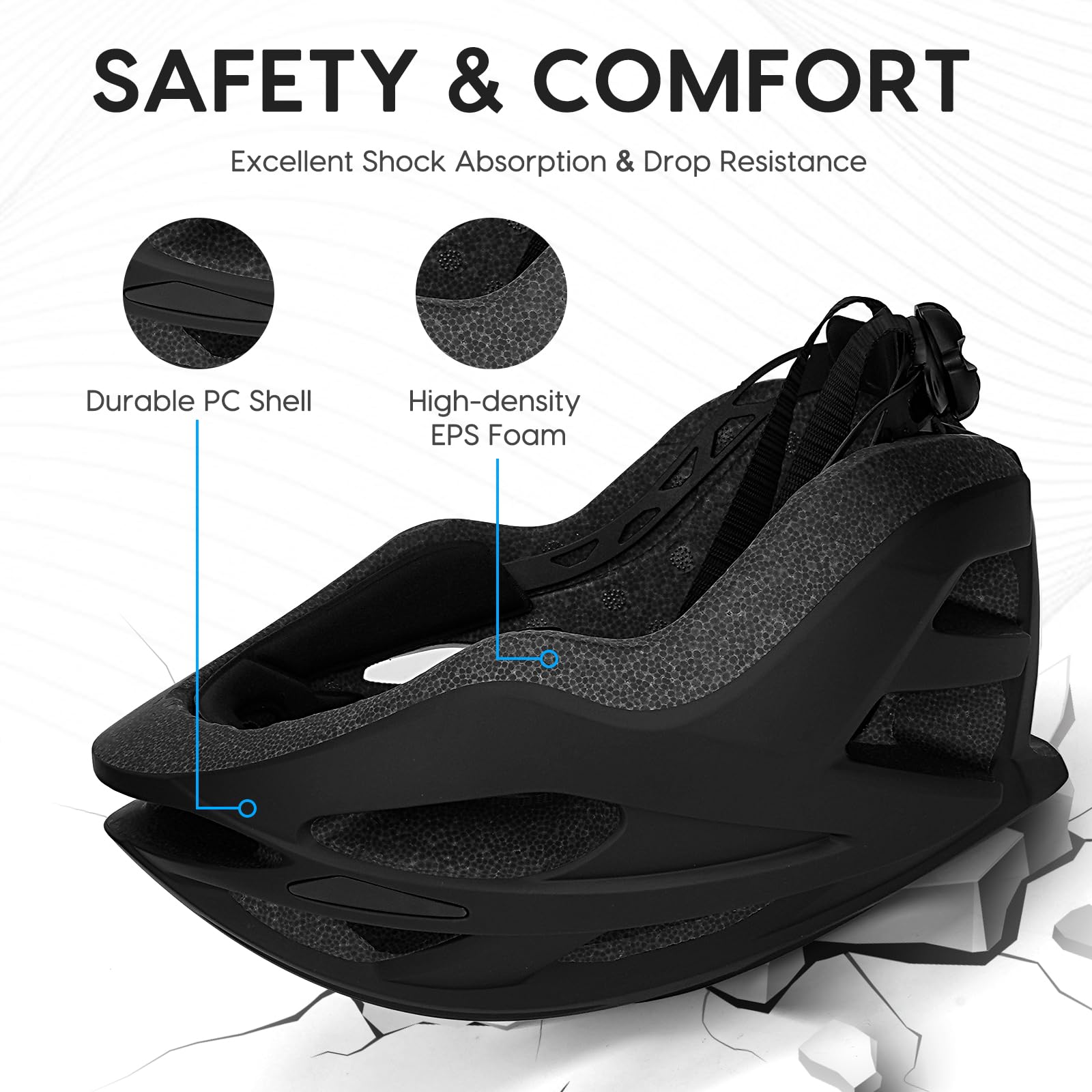 Casco da bici da uomo e donna, con prese d'aria oversize, casco da ciclismo leggero, casco da mountain bike e da strada, per adulti, casco da ciclismo regolabile 55-62 cm