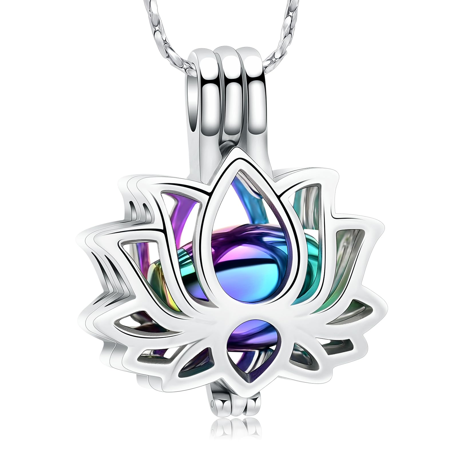 Imrsanl Cremation Jewelry for Ashes - Lotus Flower Ashes Pendant Necklace with Mini Keepsake Urn Memorial Ash Jewelry