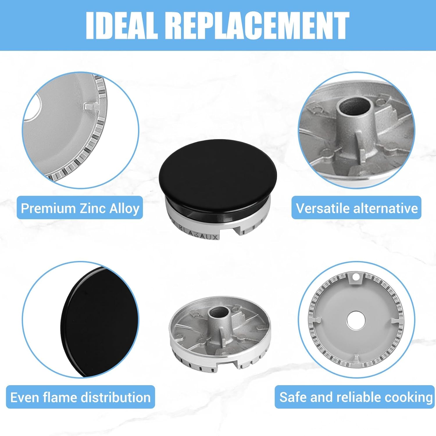 11PCS Gas Stove Burner Covers Cooker Hat Set, Comaptible for SA-BAF Gas Stoves, 1 Plus Large, 1 Large, 2 Middle, 1 Small, Lid Upgraded Gas Hob Burner Crown Flame Cap, Replacement Caps Stove Burner Hea