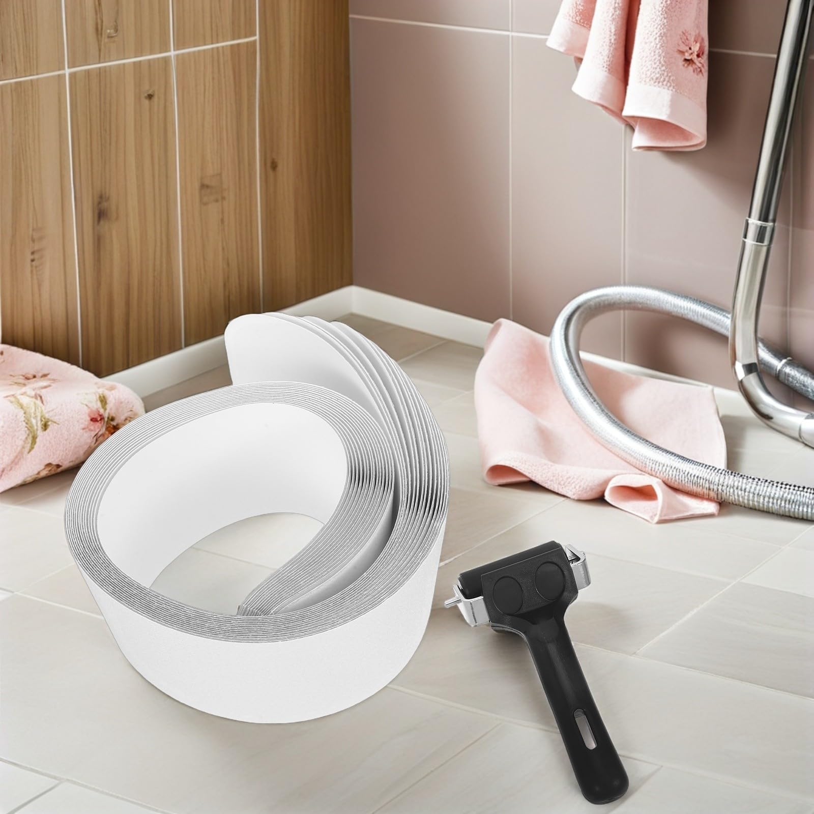 POPETPOP 15 Piezas Pegatinas de Ducha Antideslizantes, Cinta Antideslizante Autoadhesiva Transparente Peva para Suelo de Baño y Madera, Mayores, Uso Doméstico