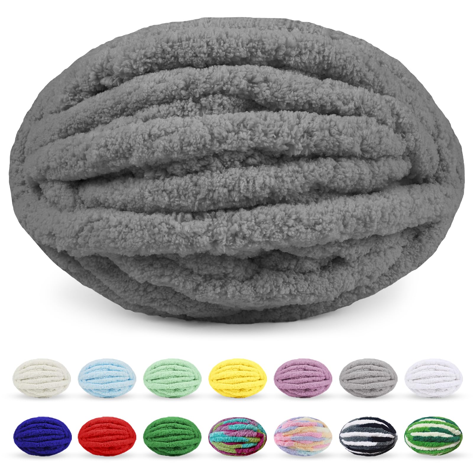 Uiopa Bulky Arm Knitting Yarn, 250g Chunky Wool Yarn Fluffy Blanket Yarn, Jumbo Yarn Thick Crochet Wool for Hand Knitting Blankets Cushions Rugs Scarves DIY Projects (Grey) — image 1