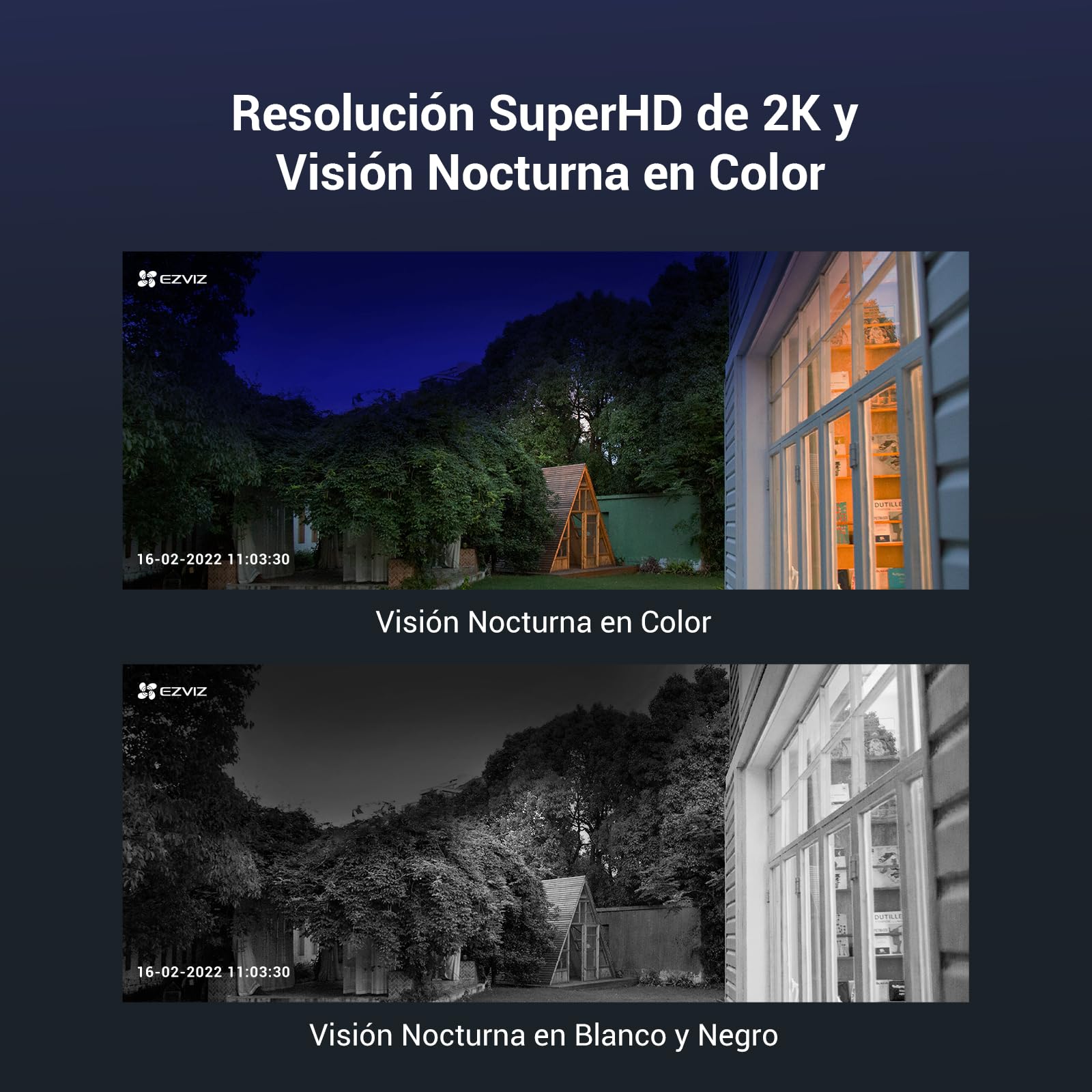 EZVIZ 2K Cámara de Vigilancia Exterior WiFi Inalámbrica 3MP Cámara de Batería Duración de 210 Días de 10400mAh, Audio Bidireccional, Detección Inteligente de Personas, CB8 y Panel Solar
