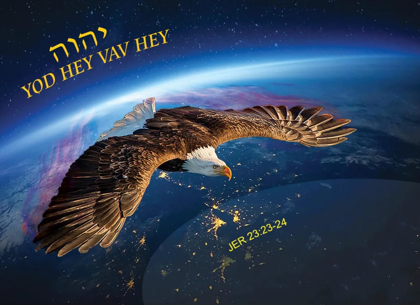 YOD HEY VAV HEY (YHVH or YHWH) Worship Flag - M-SIZE (45"x35") - Telescopic pole - (Single - 1 flag)