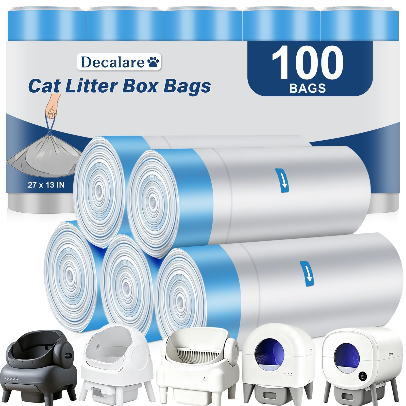 100 sacchetti per lettiera per gatti da 68,6 x 33 cm, per lettiera Cmg Fmo