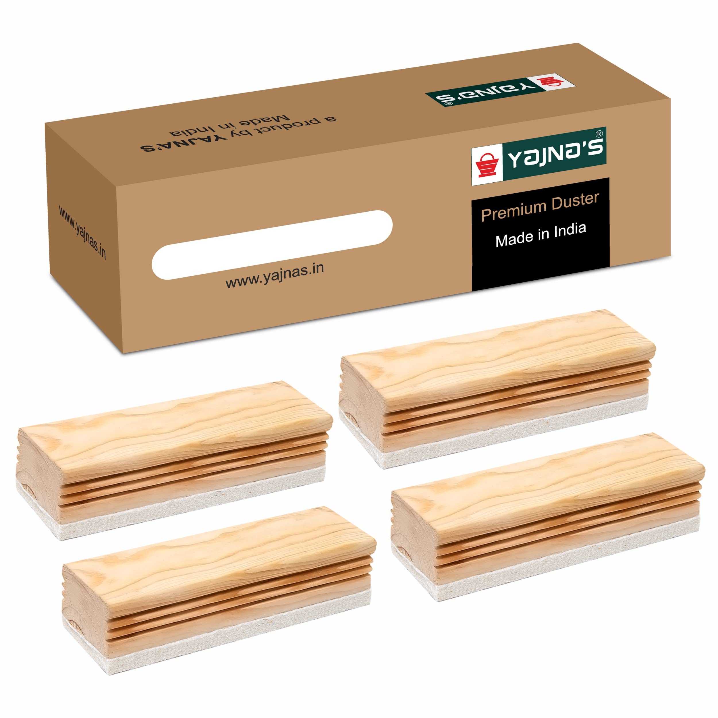YAJNAS Spolverino in legno di alta qualità per lavagne bianche e lavagne, gomme per cancellare pennarelli o lavagne, scrittura, cancellazione, spolverino in legno (confezione da 4)