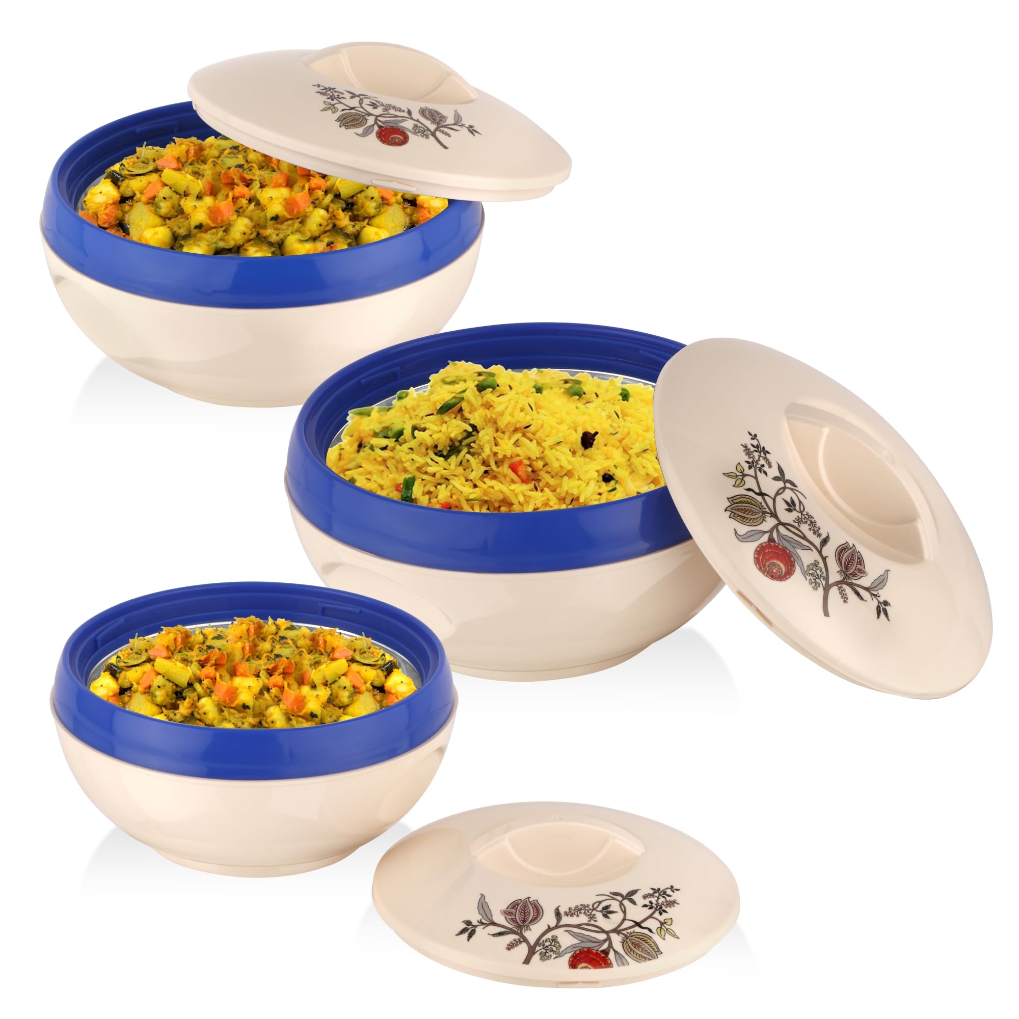 ASIAN Plastowares - Sonic Inner Steel Casserole (600 ml, 1000 ml, 1500 ml) Set of 3 | BPA-Free | Keeps Food Hot | Ideal for Serving, Gifts for Diwali & Housewarming | Casserole for Roti | Pink (B0CVB8YMJX) Amazon Price History, Amazon Price Tracker