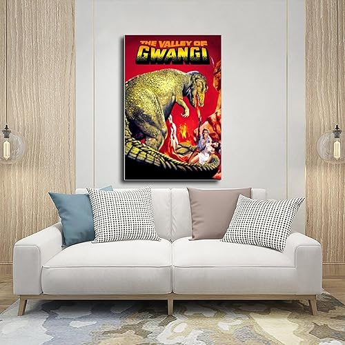 Miniatura 5 de SHUBIAO Póster de la película The Valley of Gwangi de los años 90, arte retro, 1 lienzo decorativo para pared, pinturas para sala de estar,