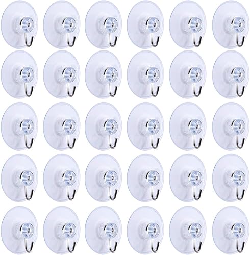 BUWUSMU 30 ganchos de ventosa de 1.772 pulgadas, ganchos de pared para el hogar, cocina, baño, toalla de ventana, colgadores de bata, ganchos de