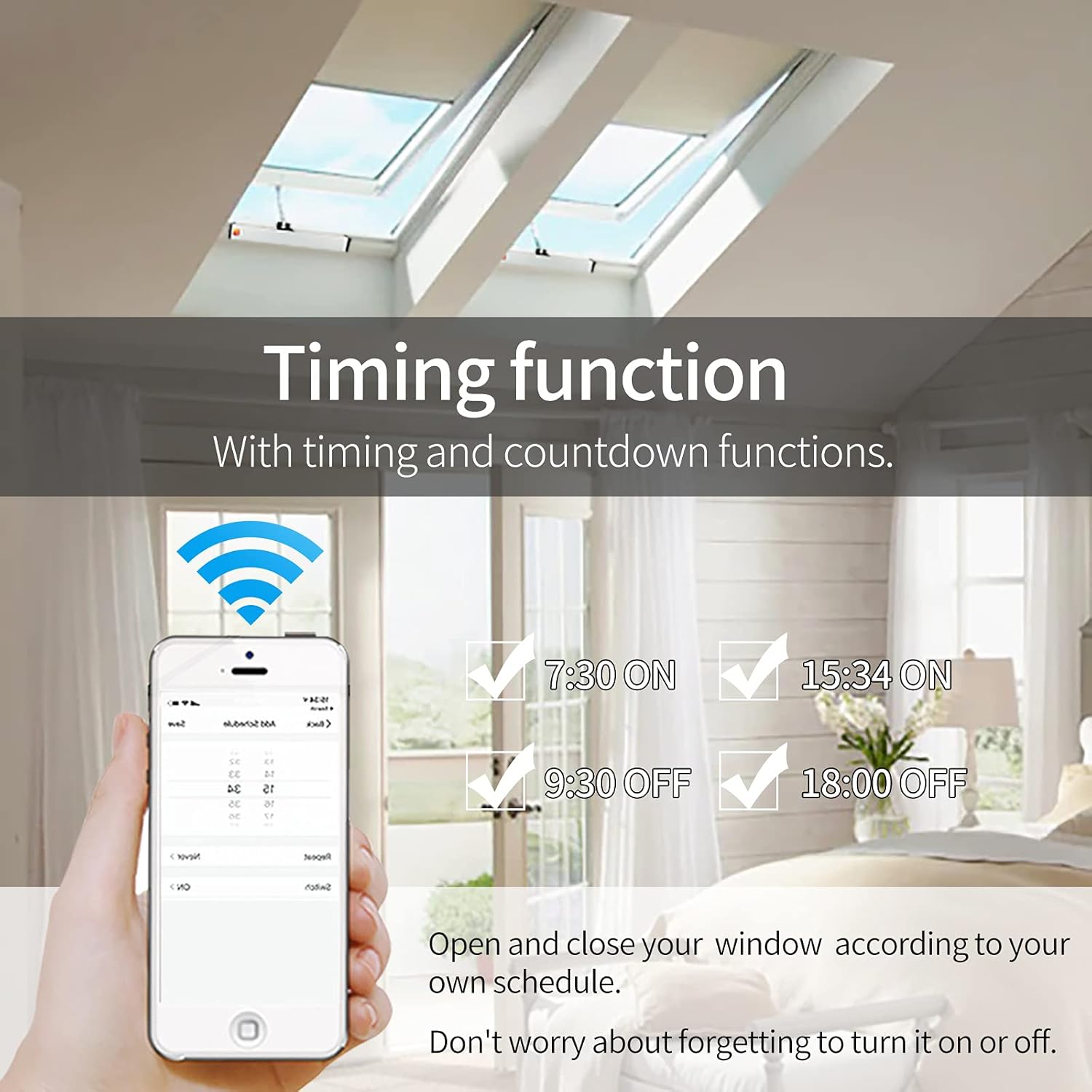 Olideauto Automatic Electric Window Opener,Smart WiFi Function Built in AC Motor,Wireless Remote and Phone APP Controlled Automatic Window Closer