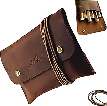 SK Wild Ones® Outdoor Gewürztasche - Echtleder Mit 6 Gewürzdosen Camping - Bushcraft - Reise Gewürze Set - Gewürzbehälter Camping - Outdoor vanlife zubehör Gewürze Set Camping, Spice bag,