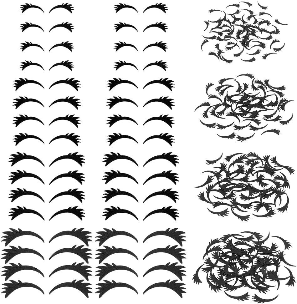 FINGERINSPIRE 400 Pairs Felt Eyelashes for Dolls 4 Sizes Crochet Eyes Supplies Classic Black Eyelashes Applique Patches for Plush Dolls Making Decorative Felt Embellishment for DIY Crafts Project