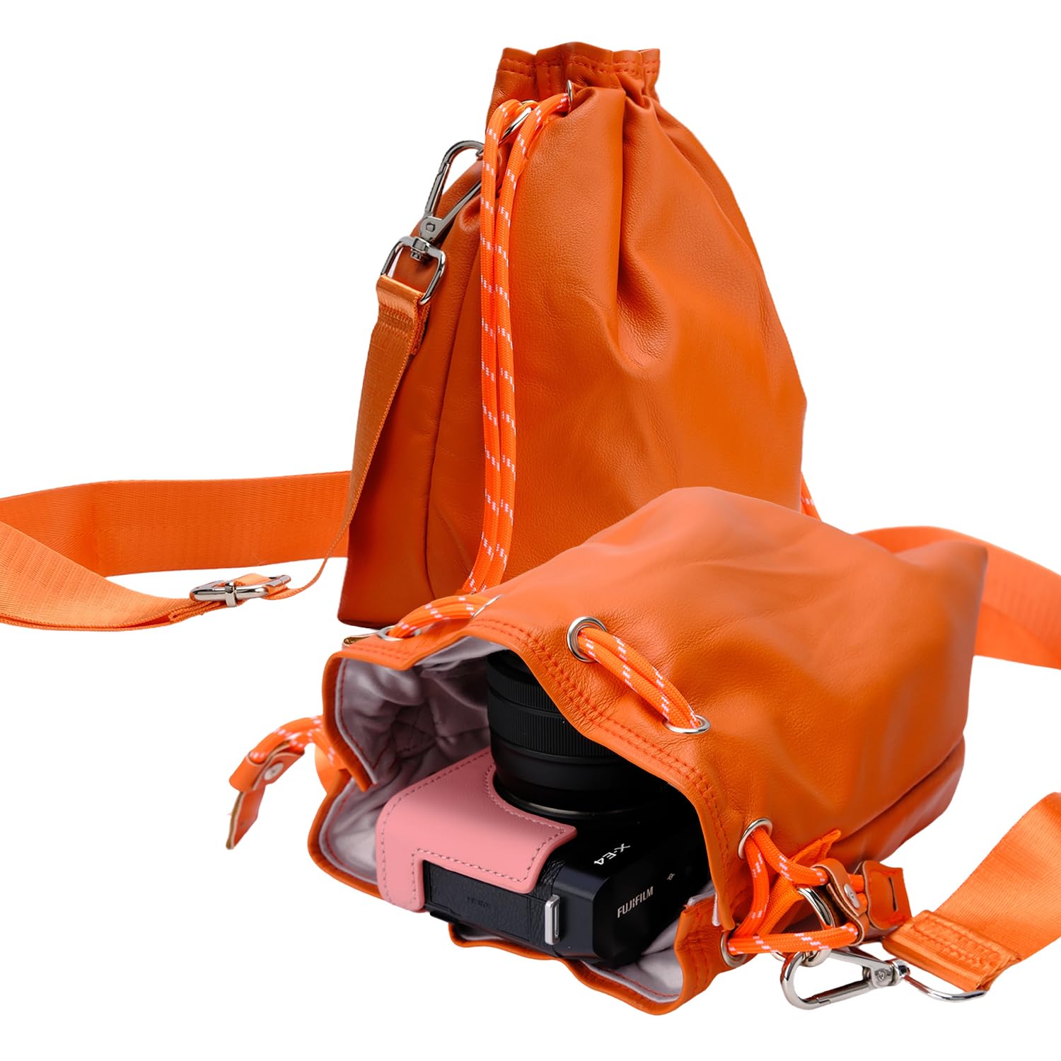 Bowan Small Camera Bag,Camera casing bag,Soft Cute Camera Pouch Handbag compatible with Mirrorless Cameras/Nikon/Canon/Sony/Fuji Camera Case (orange,