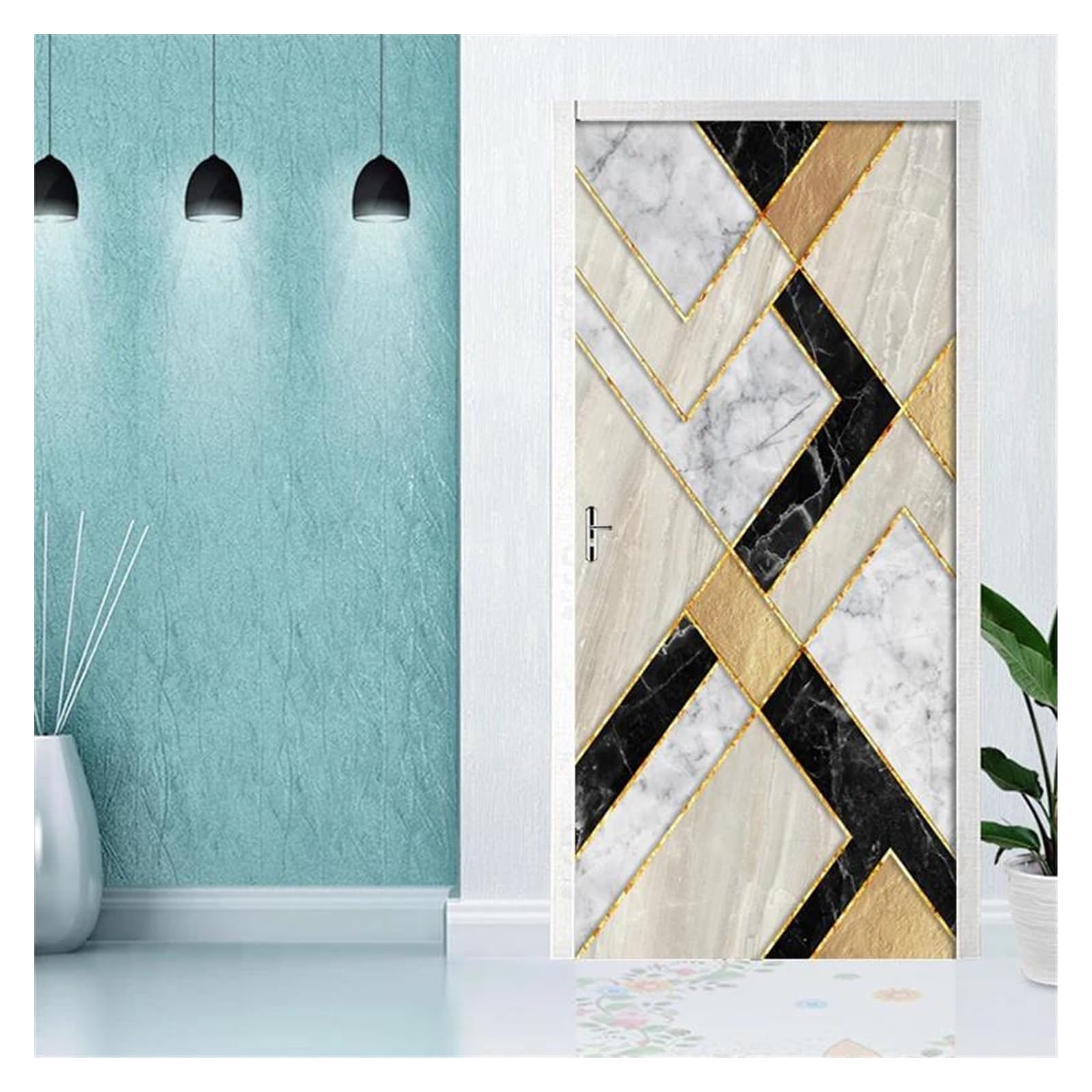 Sticker de porte 3D trompe-l'œil 77x200cm pour rénovation et décoration murale