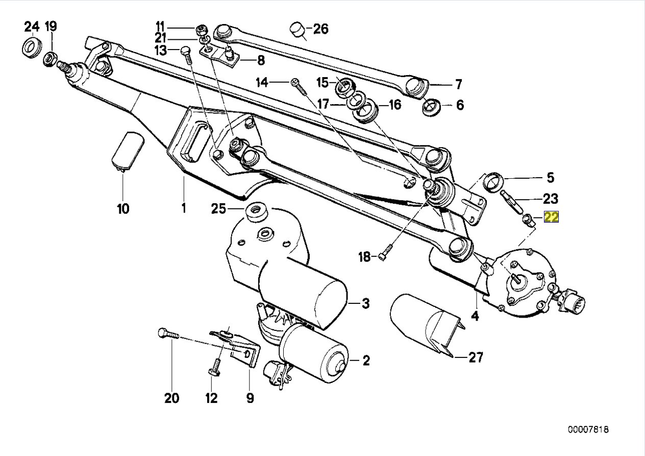 BMW E32 E34 AKS Front Wiper Pressure Motor Shaft Bush 61611378827  