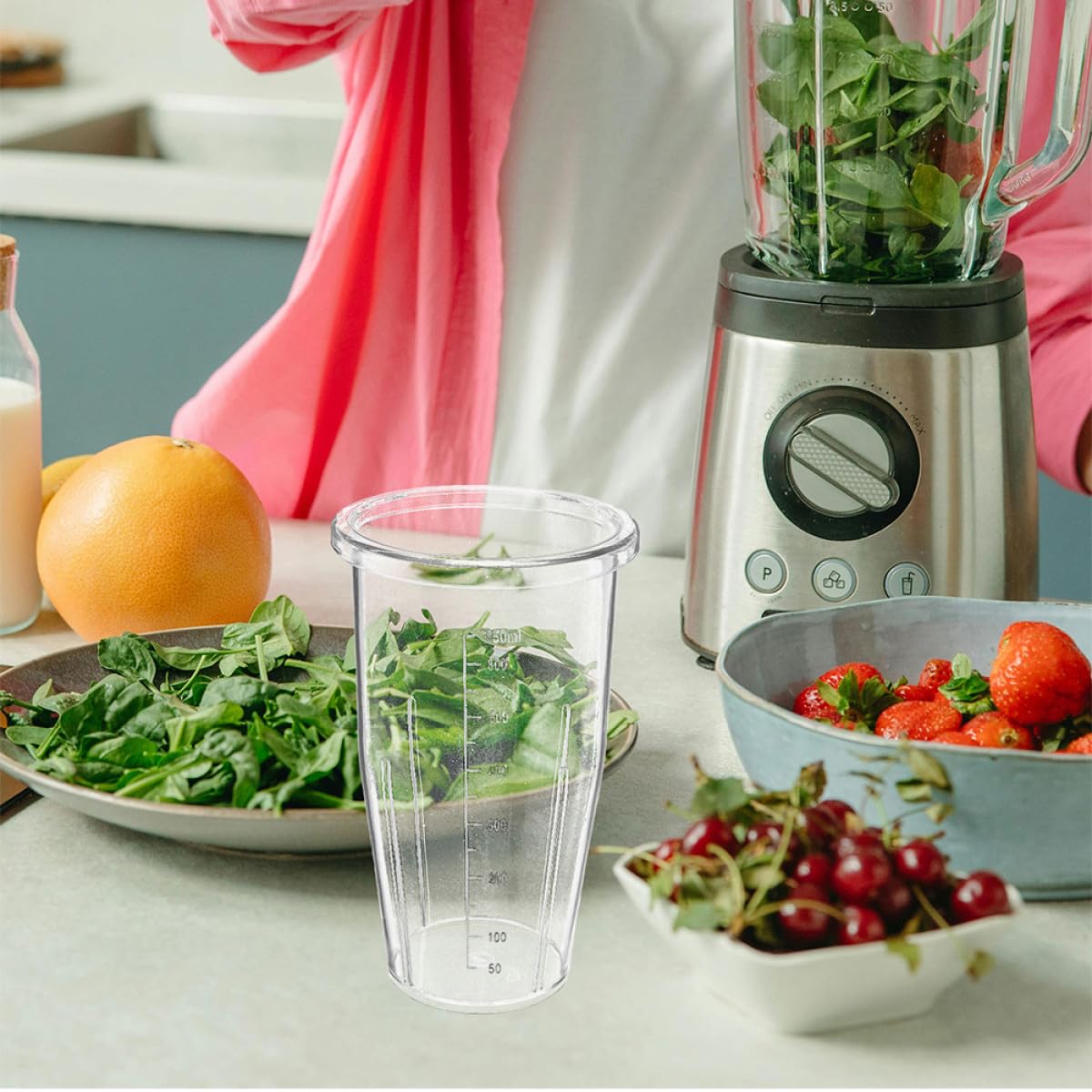 Set 2 Pezzi Tazze Miscelatrici in PC da 650ml con Graduazione, Accessori Versatili per Frullatori, per Smoothies e Uso Quotidiano
