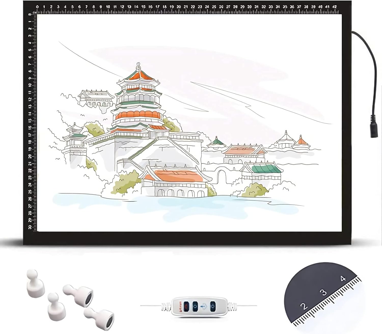 トレース台 A3 ライトボックス 最高 軽量薄型ライトボックス 三段階調光ライトテーブル 芸術家 スケッチ 子供などで楽々に適用 マンガ 製図 目盛り付き イラスト