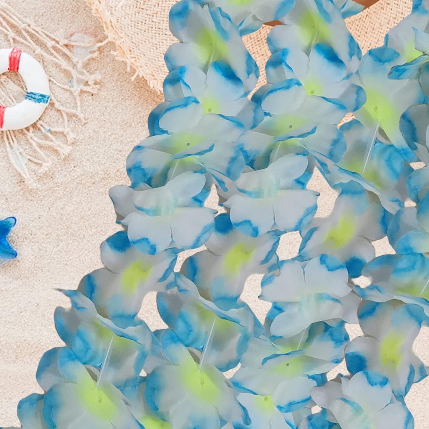 Leis for Luau Party, 36 Count | Thick and Lush Flower Hawaiian Leis Bulk, Graduations, Birthdays, and Beach Weddings | Tropical Party Decorations, Hula Dance Accessories (MW-LESG36PACK-01BLUE)