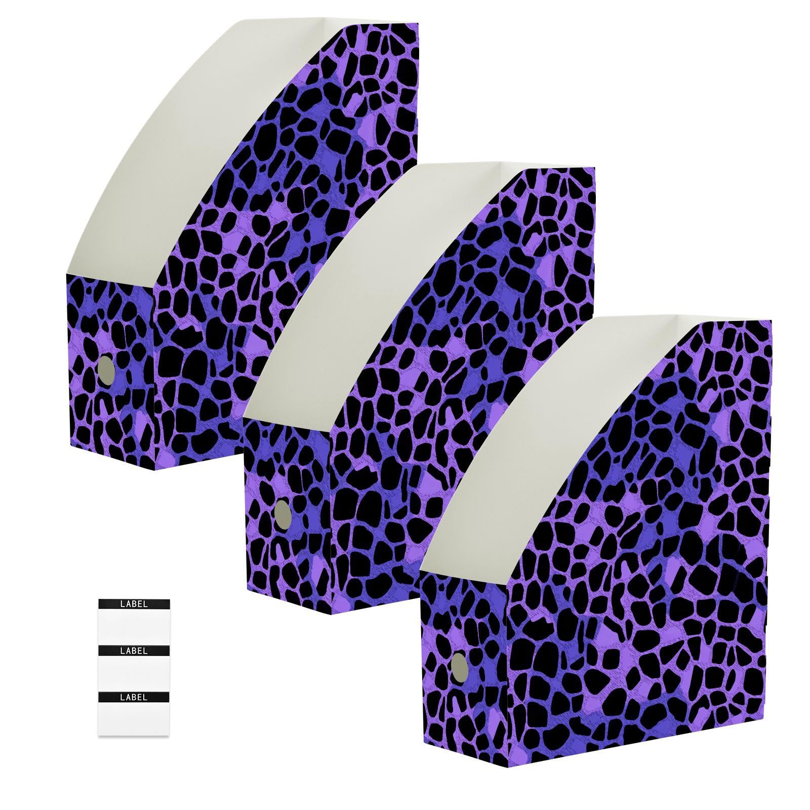 Organiseur de bureau pour documents lot de 6 classeurs pliables imprimé hippopotame violet