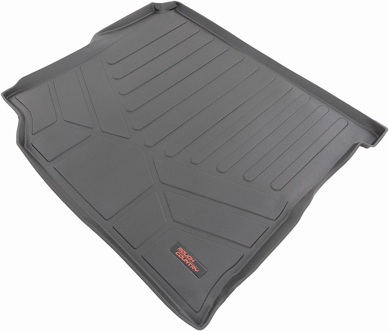 Rough Country Rear Cargo Mat for Jeep Wrangler JL Unlimited w/Subwoofer (2018-2024) - Non-Slip Waterproof Flexible Floor Mat, Front & Rear Set