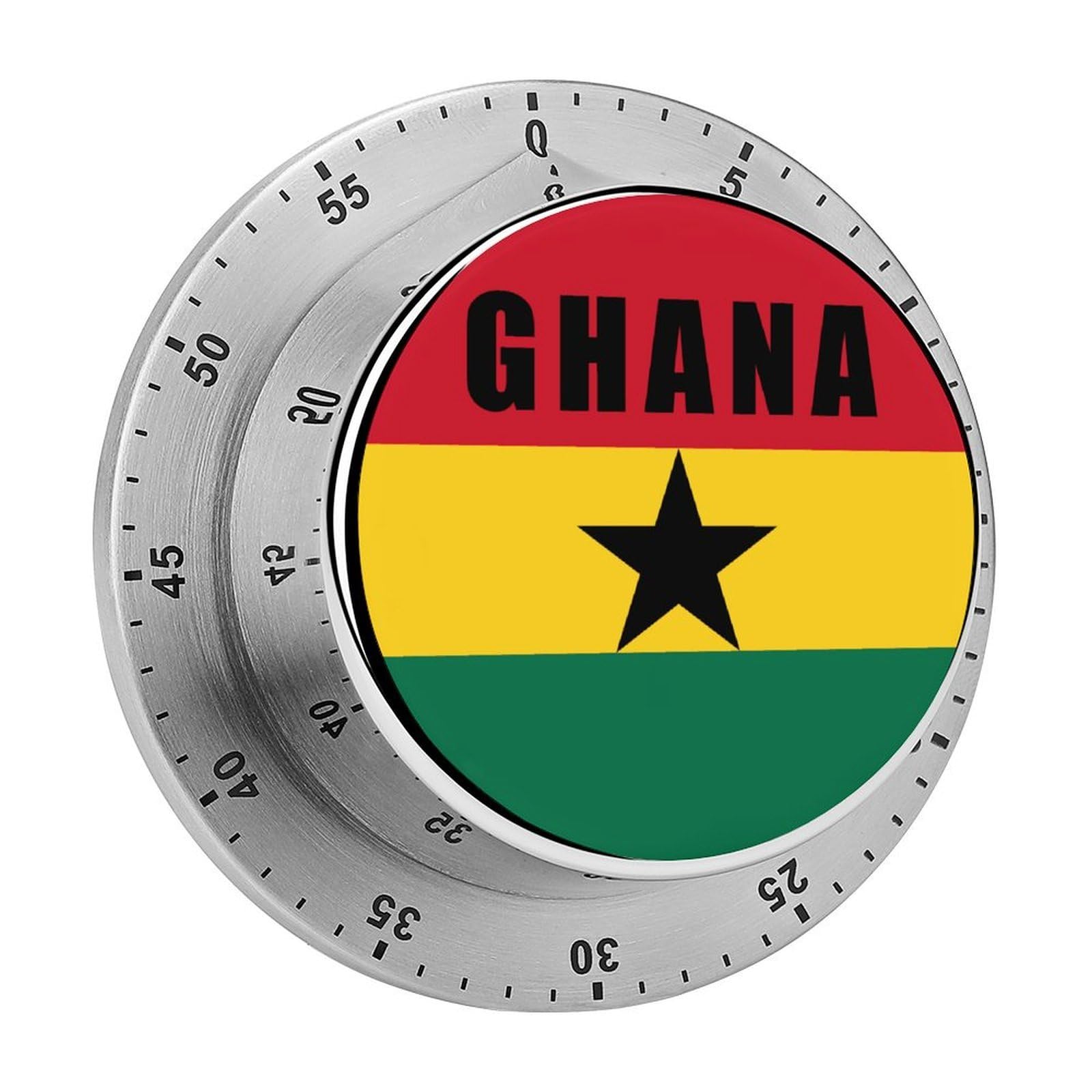 Flag of Ghana Mechanical Timer with Alarm for Kitchen Cooking Productivity Stainless Steel Timers