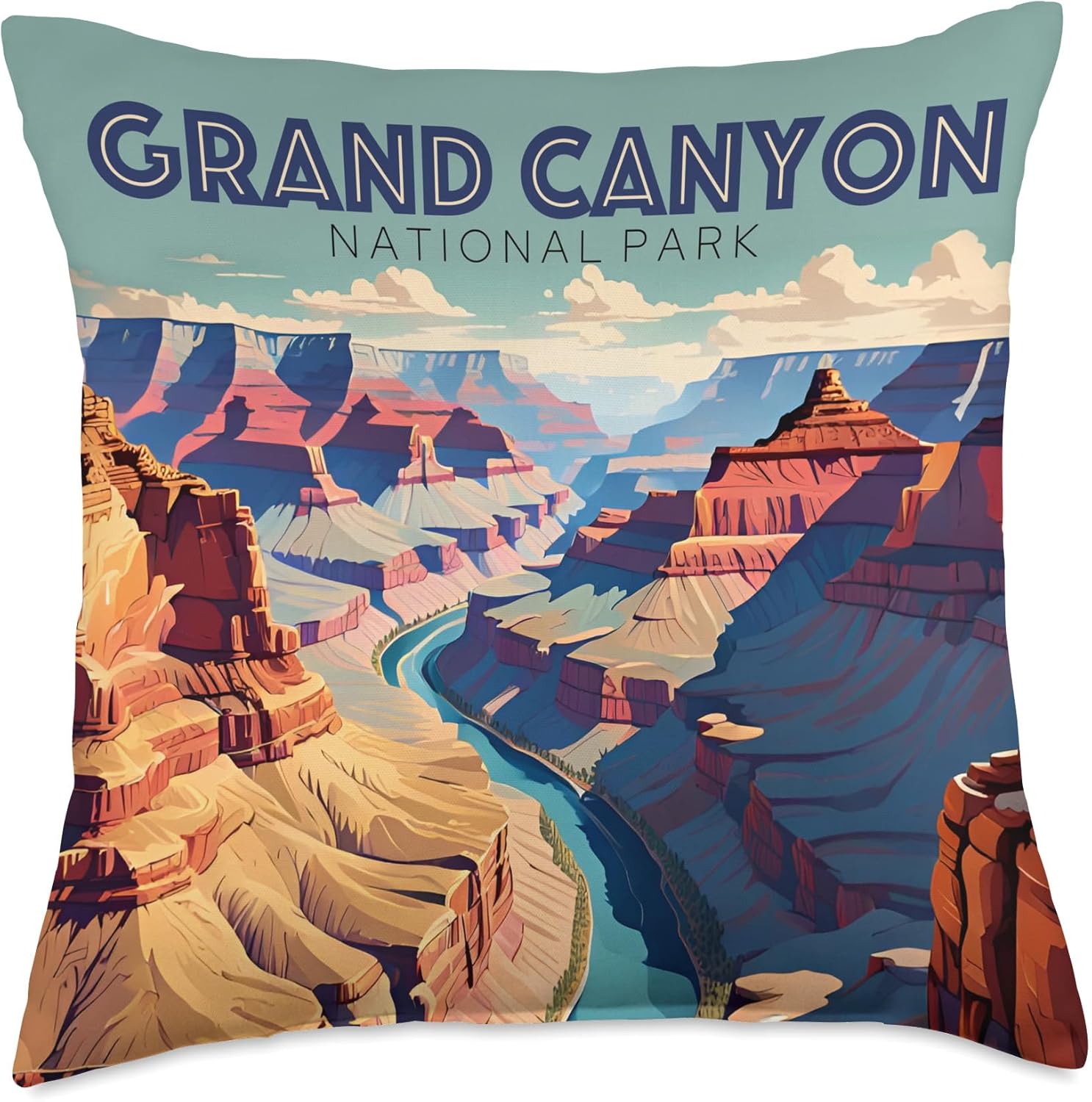 Grand Canyon National Park Rafting In The Colorado River Throw Pillow
